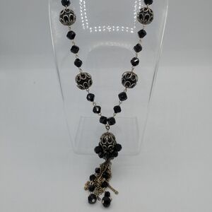 Elegant Black and Silver Beaded Necklace
